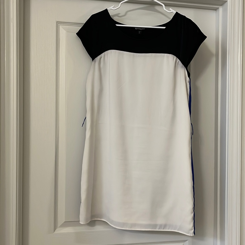 Express Color Block Sheath Dress, Women’s Size M, White/Blue/Black